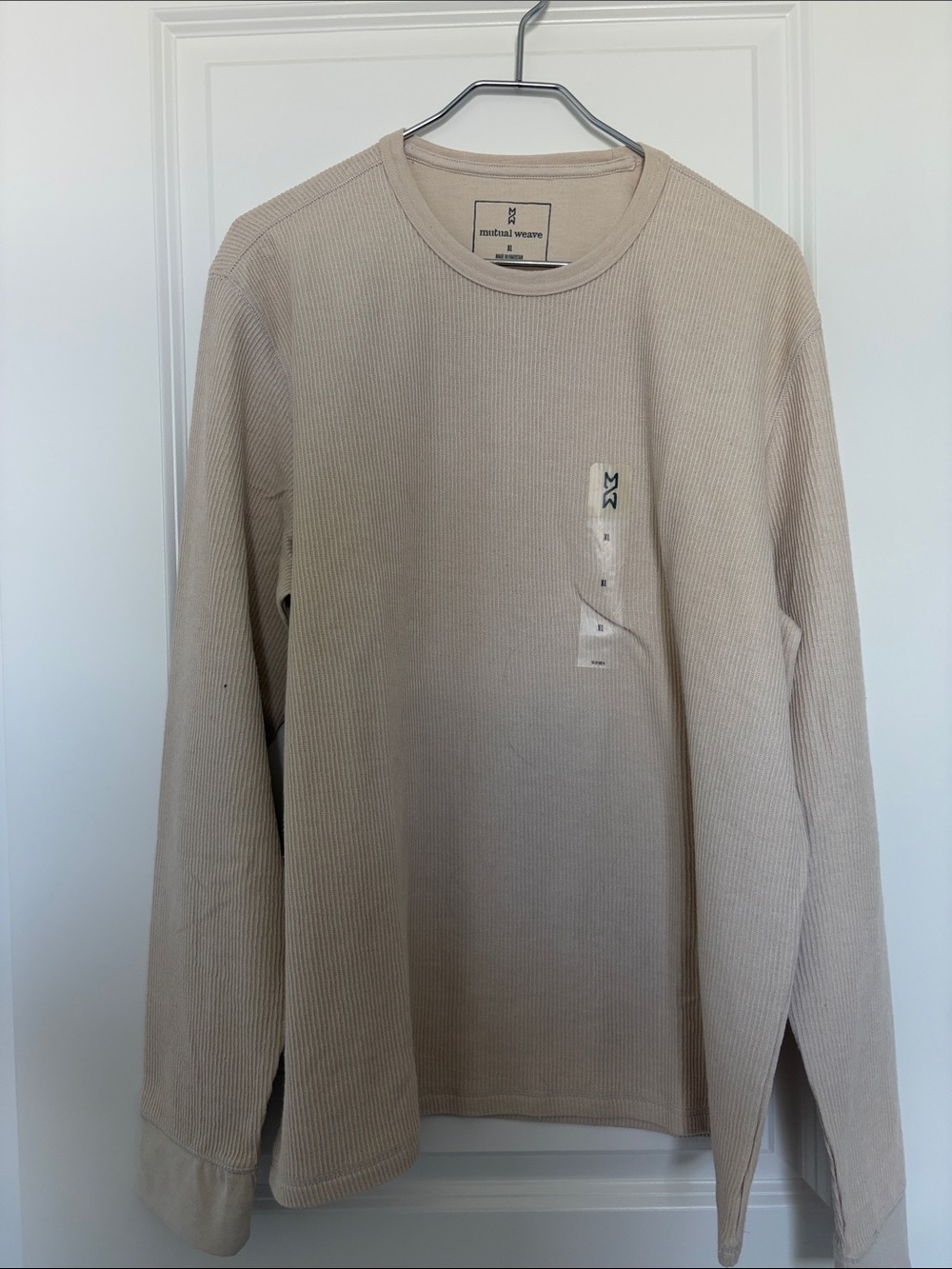 Men's Long Sleeve Ribbed Crew in Sand